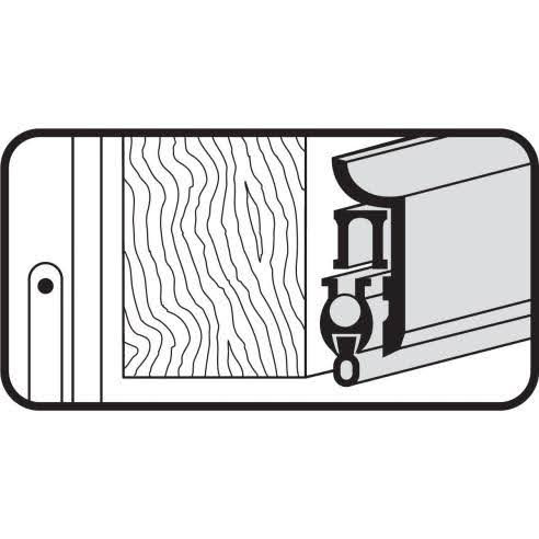 This diagram shows an example of a weather proof retractable door sweep. (M-D Building Products 7039 Seal-O-Matic Door Sweep, 36 Inches, Aluminum ) 
