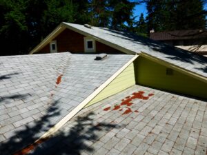 complex roof line indicating many changes to house