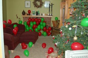 Ballons at fire place