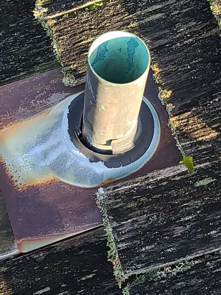 An image of a deteriorating plumbing pipe. Used for home inspector training