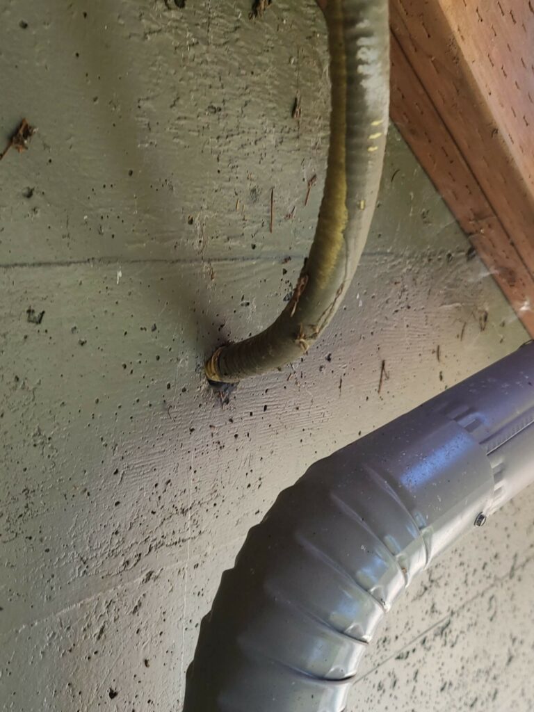 CCST gas piping running through concrete. Used as an example for home inspector training