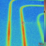 Infrared camera photo showing floor heating elements