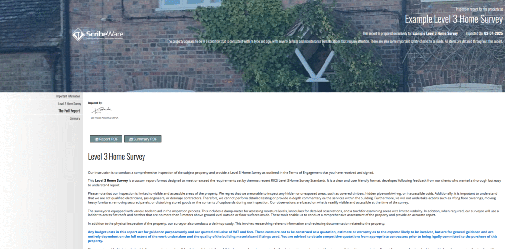 level 3 sample home survery report